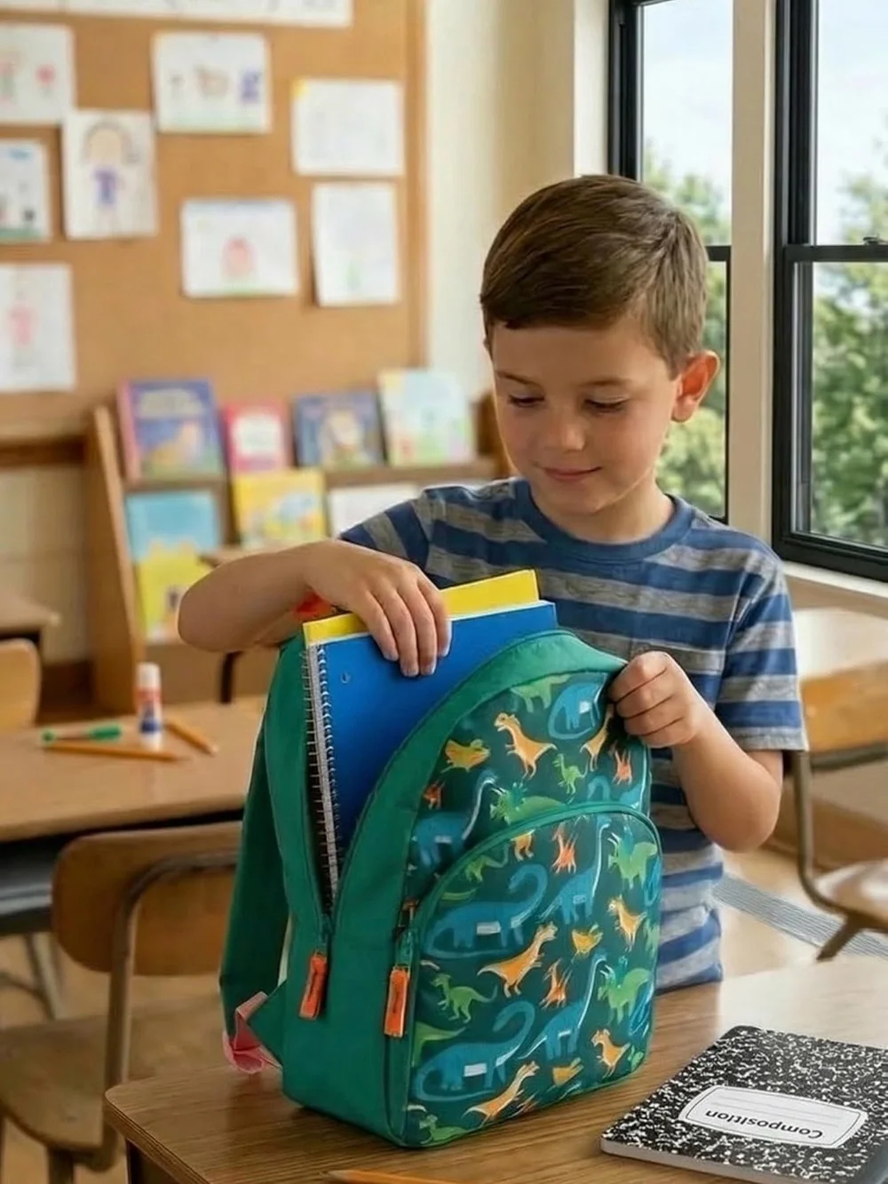 Dinosaur Print Backpack | Kids School Backpack | Teal Backpack Preschool Kinder